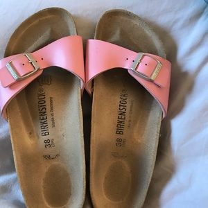 Pink one strap Birkenstocks